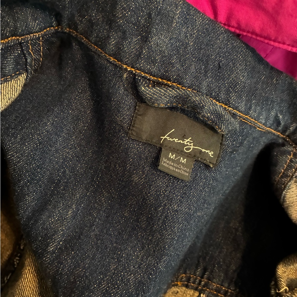 Twenty One Denim Jacket in Dark Blue with Pink Lining